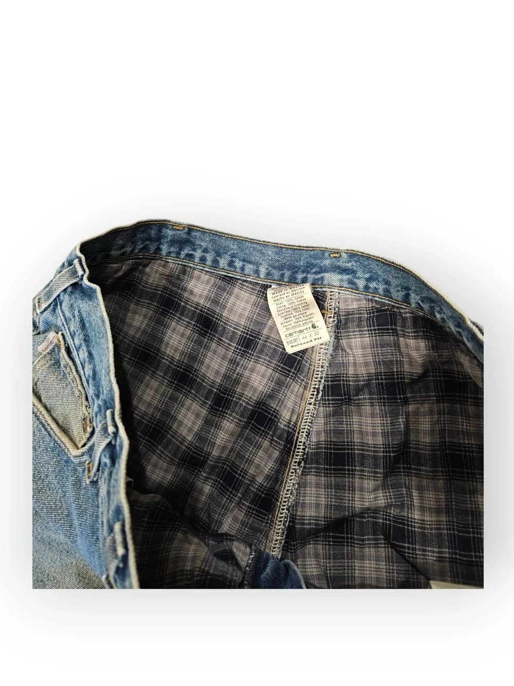 Carhartt B172 DST Flannel Lined Relaxed Fit Denim Jeans 44x30 Workwear Vintage